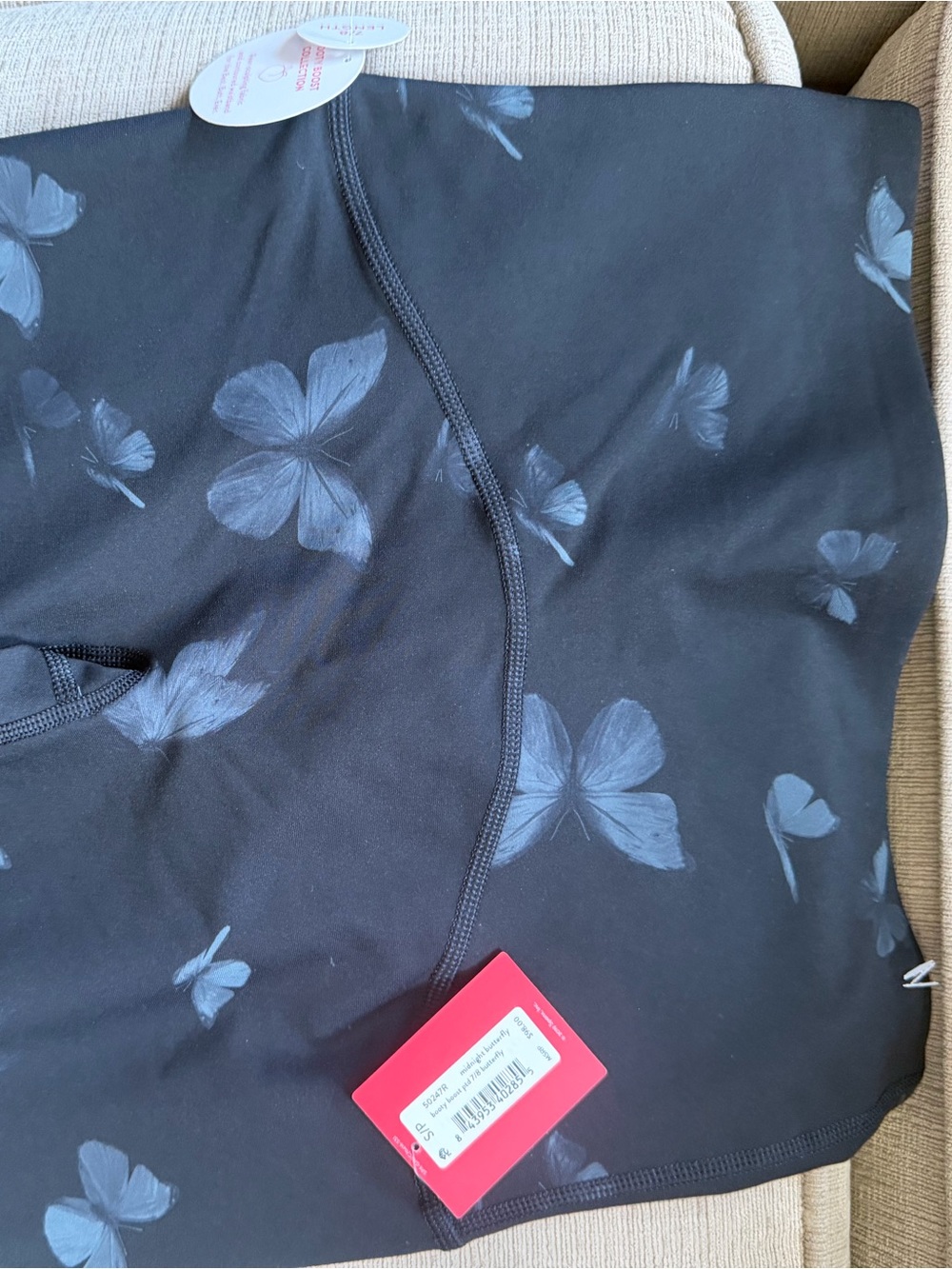 SPANX Girls Black Leggings with Blue Butterfly Print